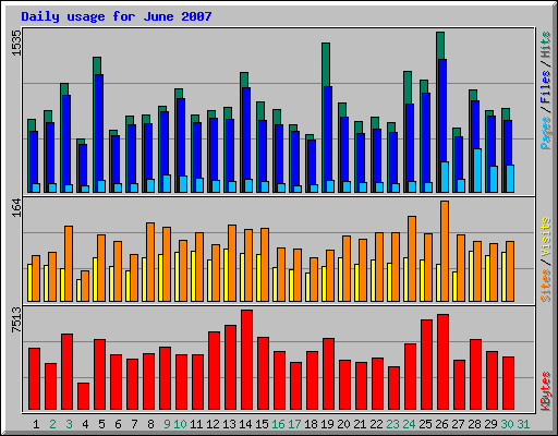 Daily usage for June 2007