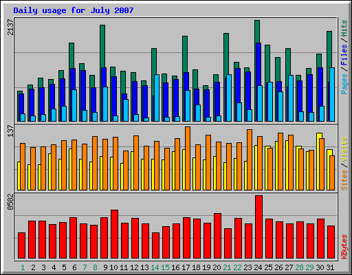 Daily usage for July 2007