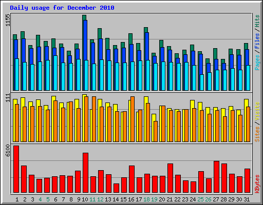 Daily usage for December 2010