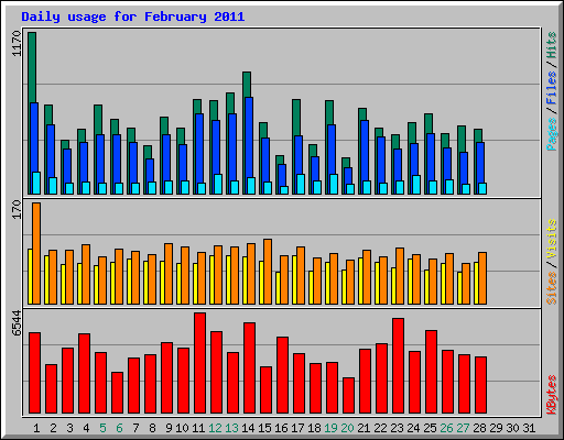 Daily usage for February 2011