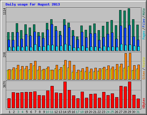 Daily usage for August 2013