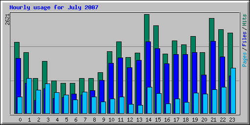 Hourly usage for July 2007