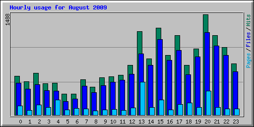 Hourly usage for August 2009